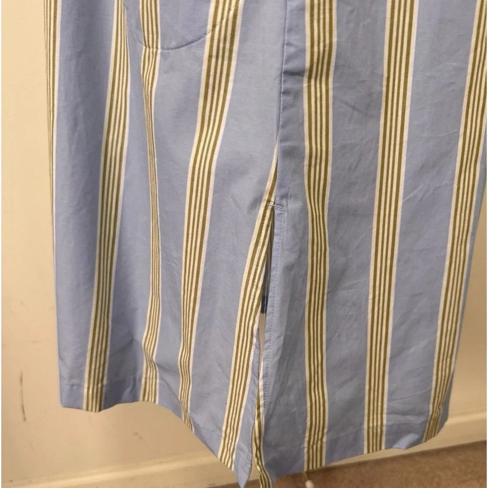 NEW Maeve Short Sleeve Crossover V-Neck Midi Dress Striped Petite Small Blue - Picture 7 of 12